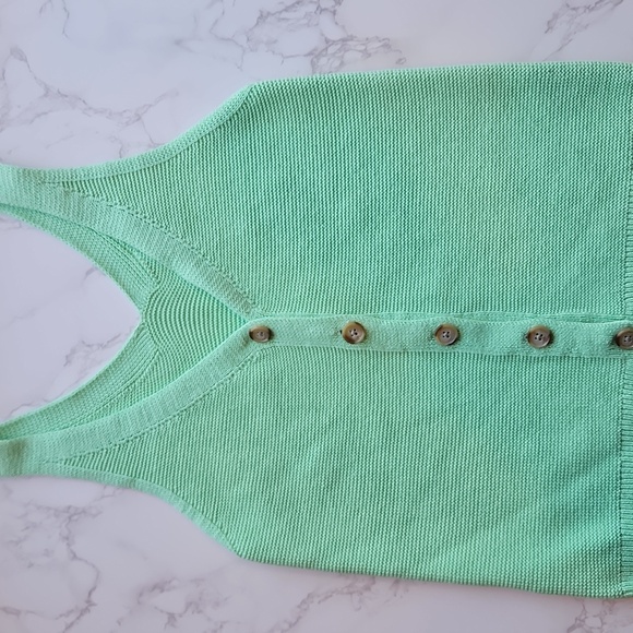 LOFT Lime Green Sherbert Button Down Vest Tank S - Picture 2 of 6